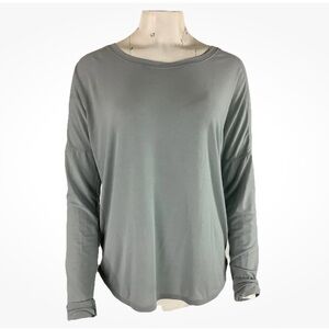 Prana Sz M Long Sleeve Twist Back Athletic Workout Yoga Pullover Tee Green